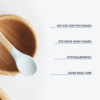 Baby Bowl + Spoon | Bamboo & Silicone: Blue