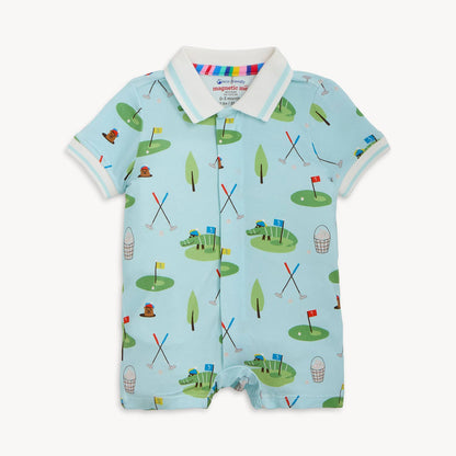 Gopher It Modal Magnetic Short Sleeve Polo Romper