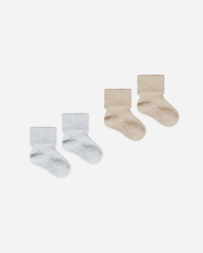 Melange Socks || Oatmeal, Rose