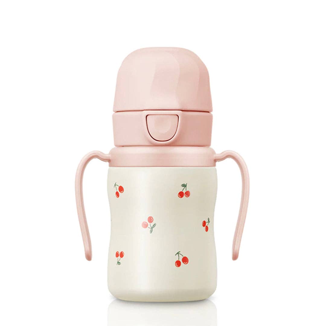 Grosmimi Stainless Steel Straw Cup with Flip Top - 6oz (200ml): Bear_Butter