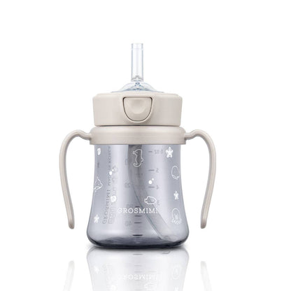 Grosmimi PPSU Straw Cup with Flip Top - 6oz (200ml): Ocean_Beige