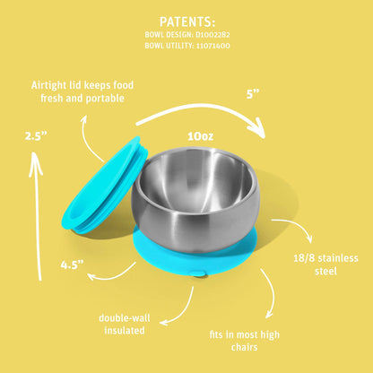 Baby Bowl + Storage Lid | Stainless Steel & Silicone: Green