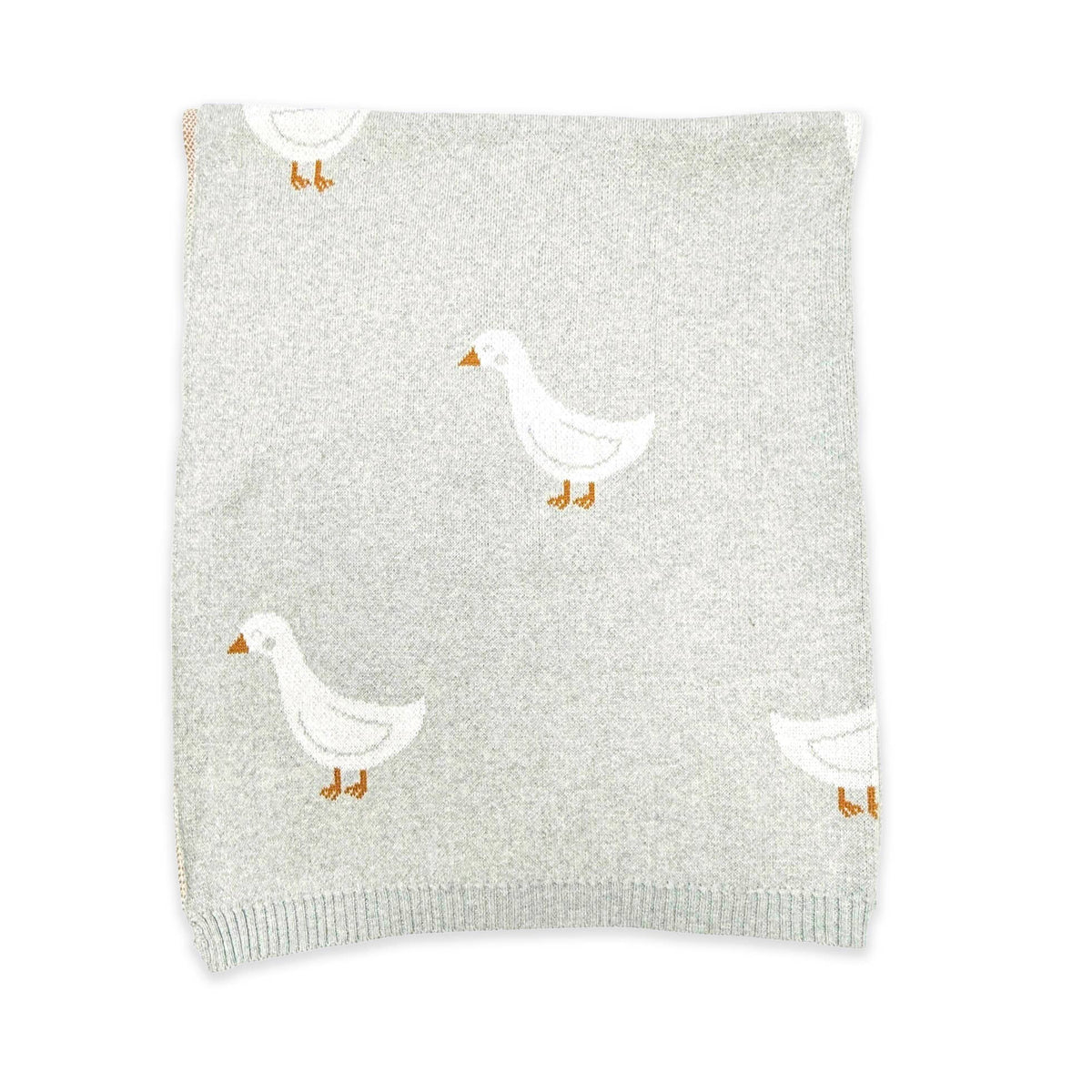 Duck Waddle - Organic Jacquard Knit Baby Blankets: Vanilla Grey