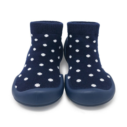 Komuello first walker baby sock shoes - Dotty - Navy