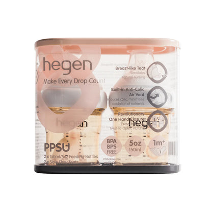 HEGEN PCTO™ 150ML/5OZ FEEDING BOTTLE PPSU 2-PACK WITH 2 X SLOW FLOW NIPPLE (1 TO 3 MONTHS