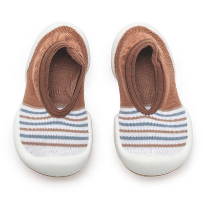Komuello first walker baby sock shoes-Flat-Brown Stripe