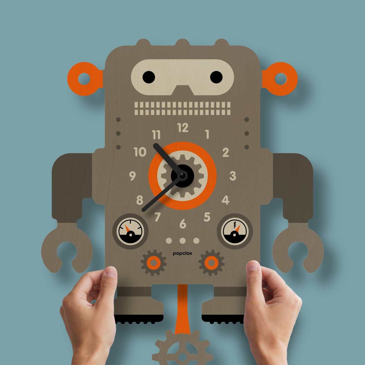 Robot  Pendulum Clock - Wood