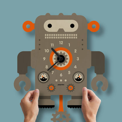 Robot  Pendulum Clock - Wood