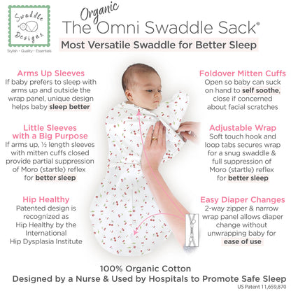 Organic Omni Swaddle Sack, Watercolor Little Cherries