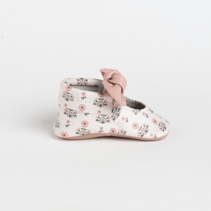 Blush Blossom Knotted Bow Baby Shoe: Soft Sole