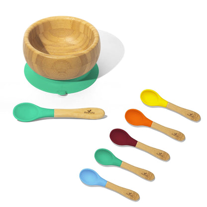 Baby Bowl + Spoon | Bamboo & Silicone: White