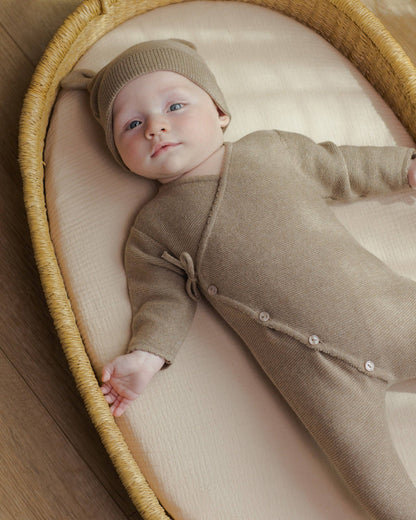 Quincy Mae Wrap Knit Footie || Heathered Mocha