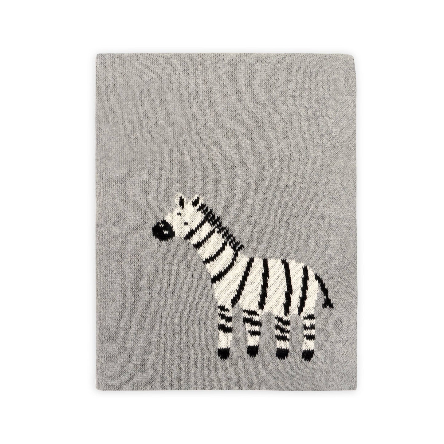 Zebra - Organic Cotton Jacquard Knit Baby Blanket: One Size