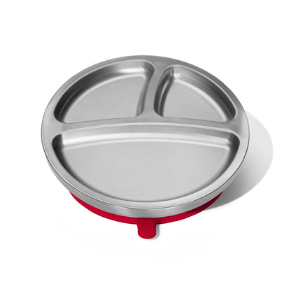 Baby Round Divided Plate | Stainless Steel & Silicone: Orange