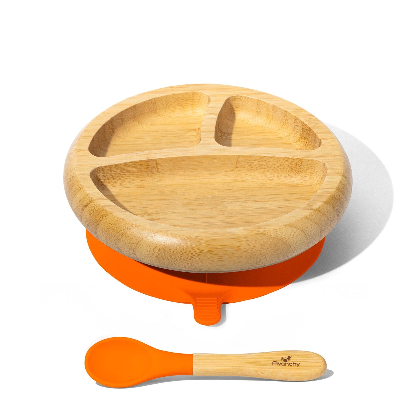 Baby Divided Plate + Spoon | Bamboo & Silicone: Blue