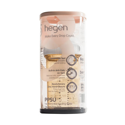 HEGEN PCTO™ 240ML/8OZ FEEDING BOTTLE PPSU WITH MEDIUM FLOW NIPPLE (3 TO 6 MONTHS)