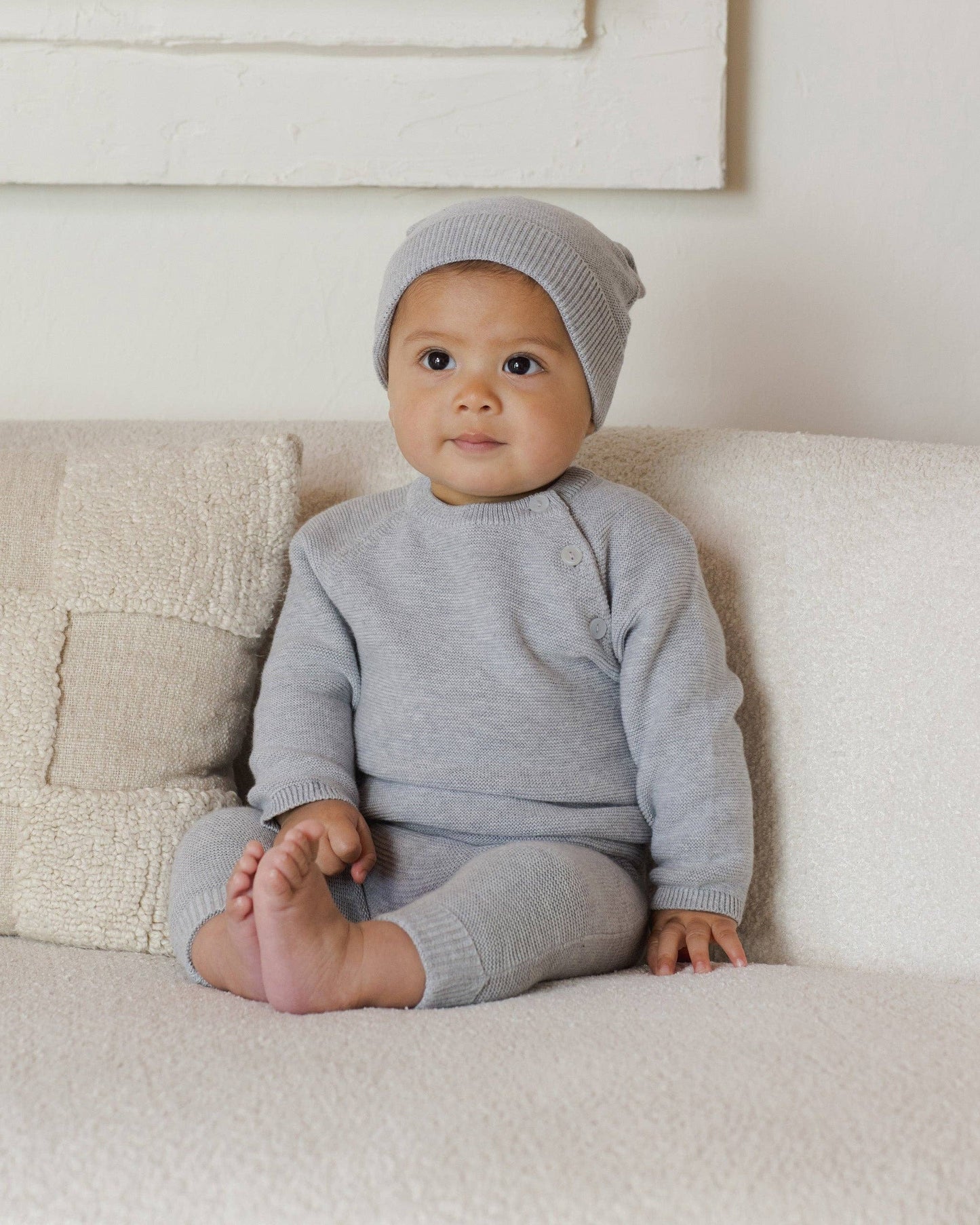 Knit Pant || Heathered Dusty Blue
