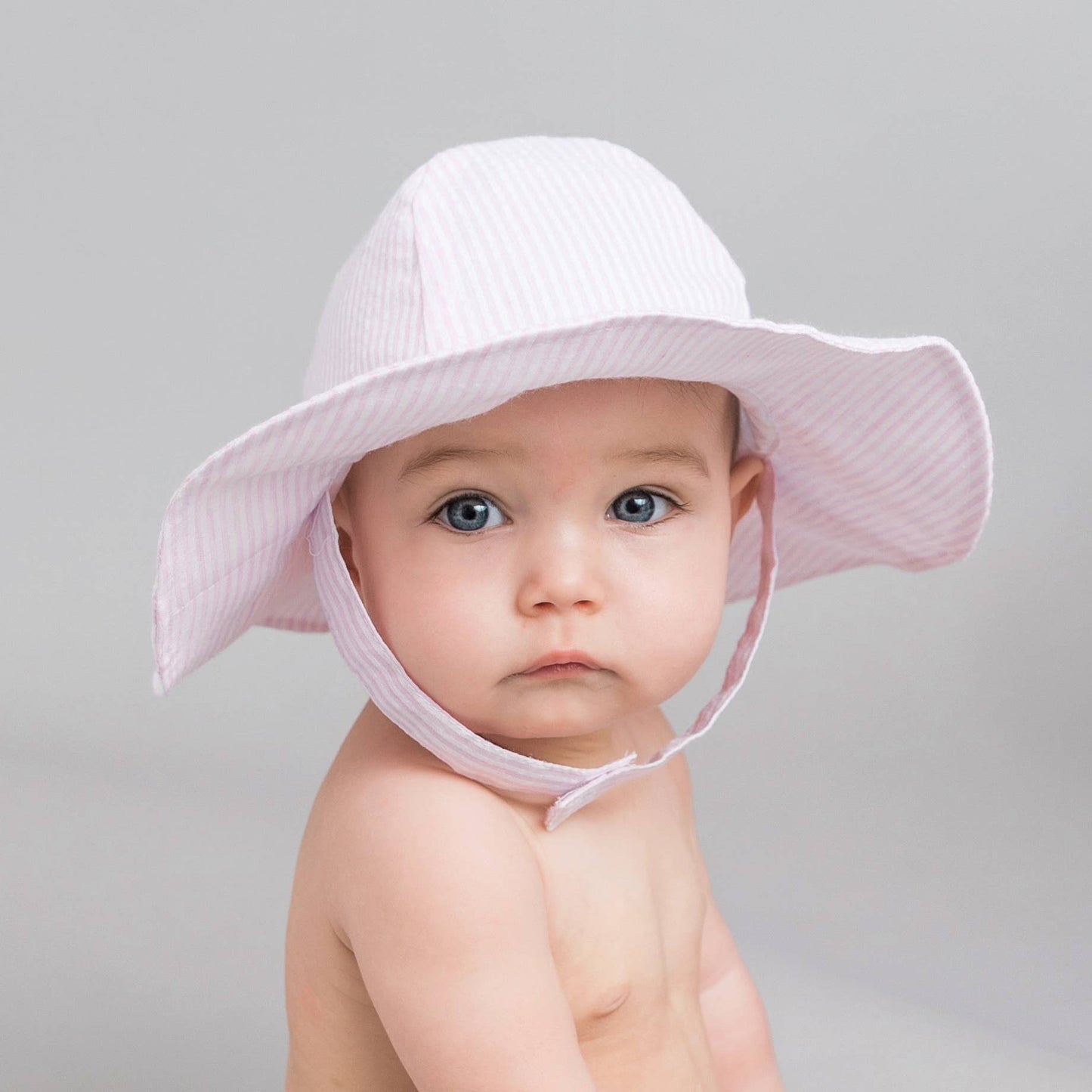 Pink Seersucker Sunhat Baby & Toddler: 6-12 Months