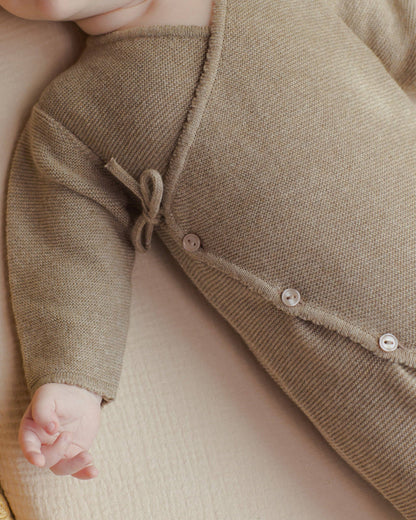 Quincy Mae Wrap Knit Footie || Heathered Mocha