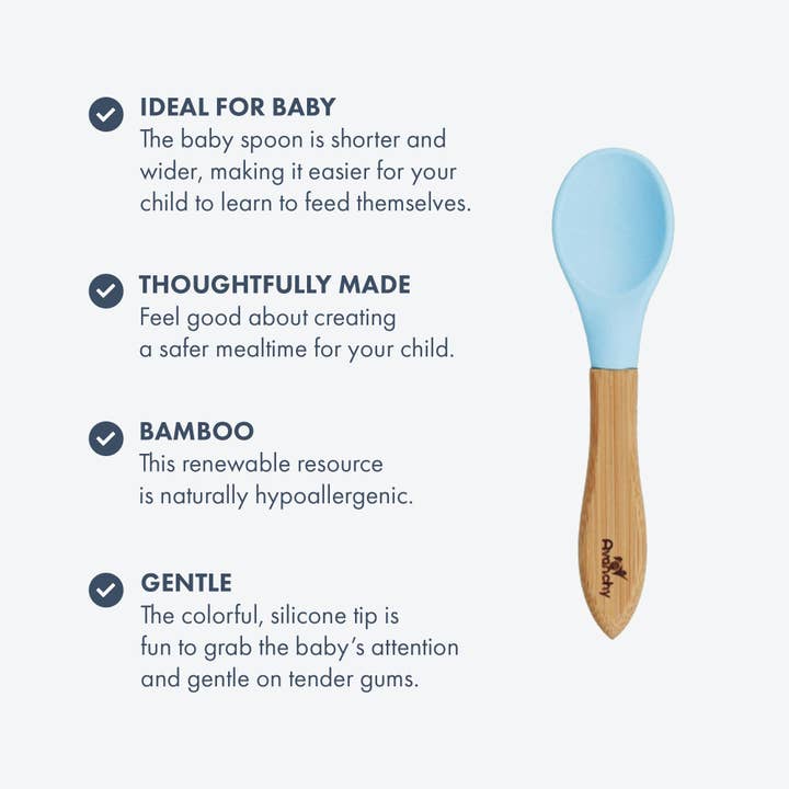 Avanchy Bamboo and Silicone Baby Spoons (Older Babies)