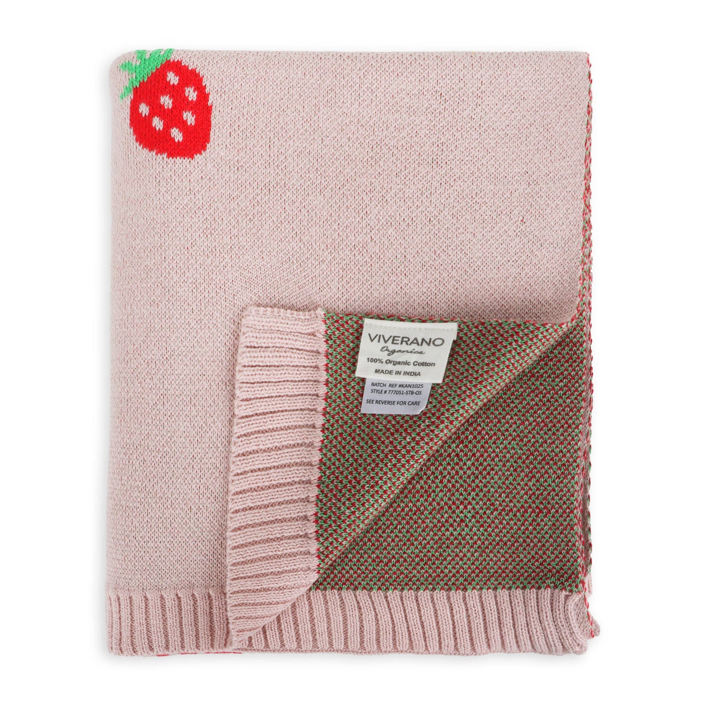 Strawberry - Organic Cotton Jacquard Baby Blanket: One Size