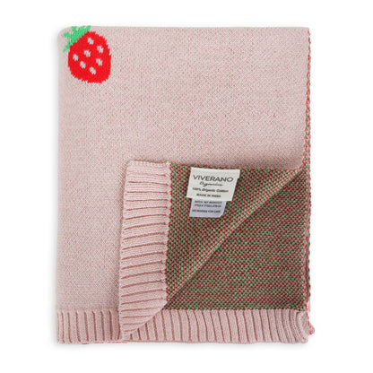 Strawberry - Organic Cotton Jacquard Baby Blanket: One Size