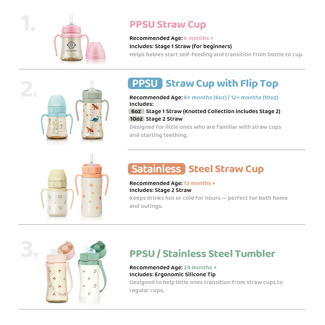 Grosmimi PPSU Straw Cup - 10oz (6 Months+)