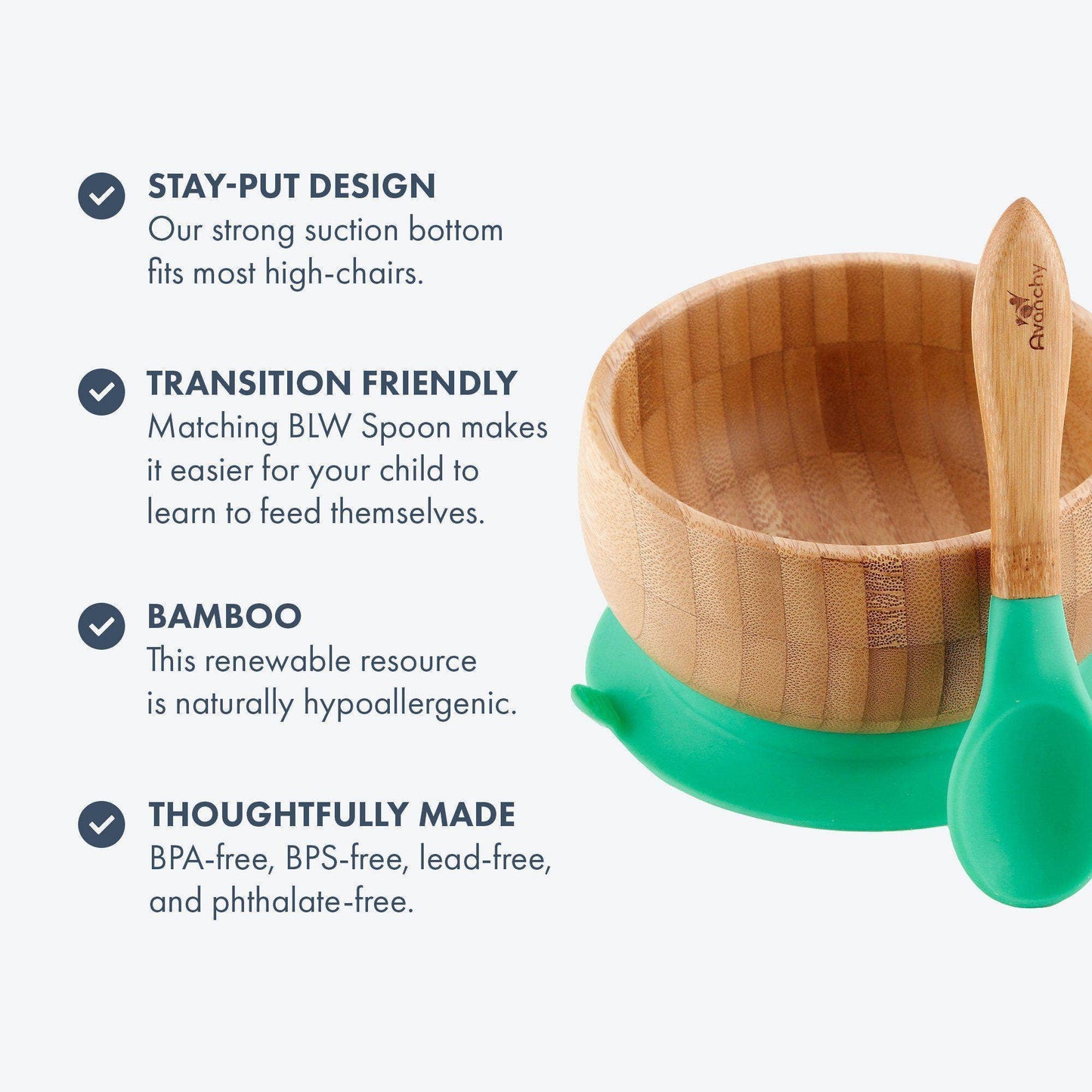 Baby Bowl + Spoon | Bamboo & Silicone: Blue