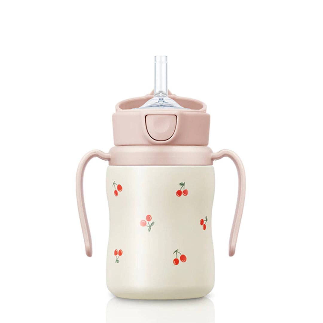 Grosmimi Stainless Steel Straw Cup with Flip Top - 6oz (200ml): Bear_Butter