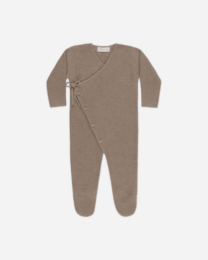 Quincy Mae Wrap Knit Footie || Heathered Mocha