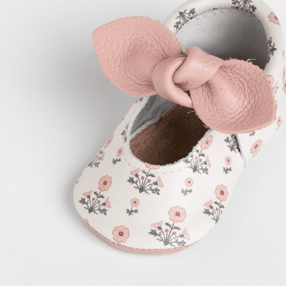 Blush Blossom Knotted Bow Baby Shoe: Soft Sole
