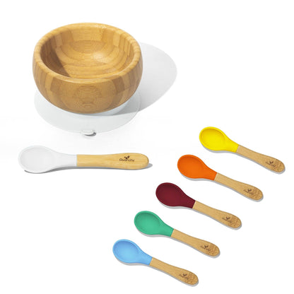 Baby Bowl + Spoon | Bamboo & Silicone: Blue