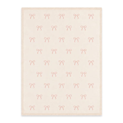 Sweet Bow - Organic Cotton Knit Baby Blanket: Natural / One Size