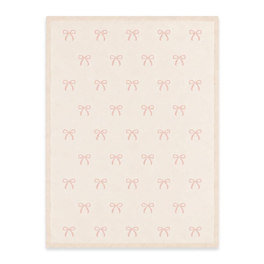 Sweet Bow - Organic Cotton Knit Baby Blanket: Natural / One Size