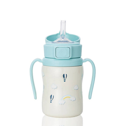 Grosmimi Stainless Steel Straw Cup with Flip Top - 6oz (200ml): Bear_Butter