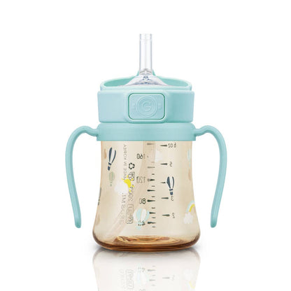 Grosmimi PPSU Straw Cup with Flip Top - 6oz (200ml): Ocean_Beige