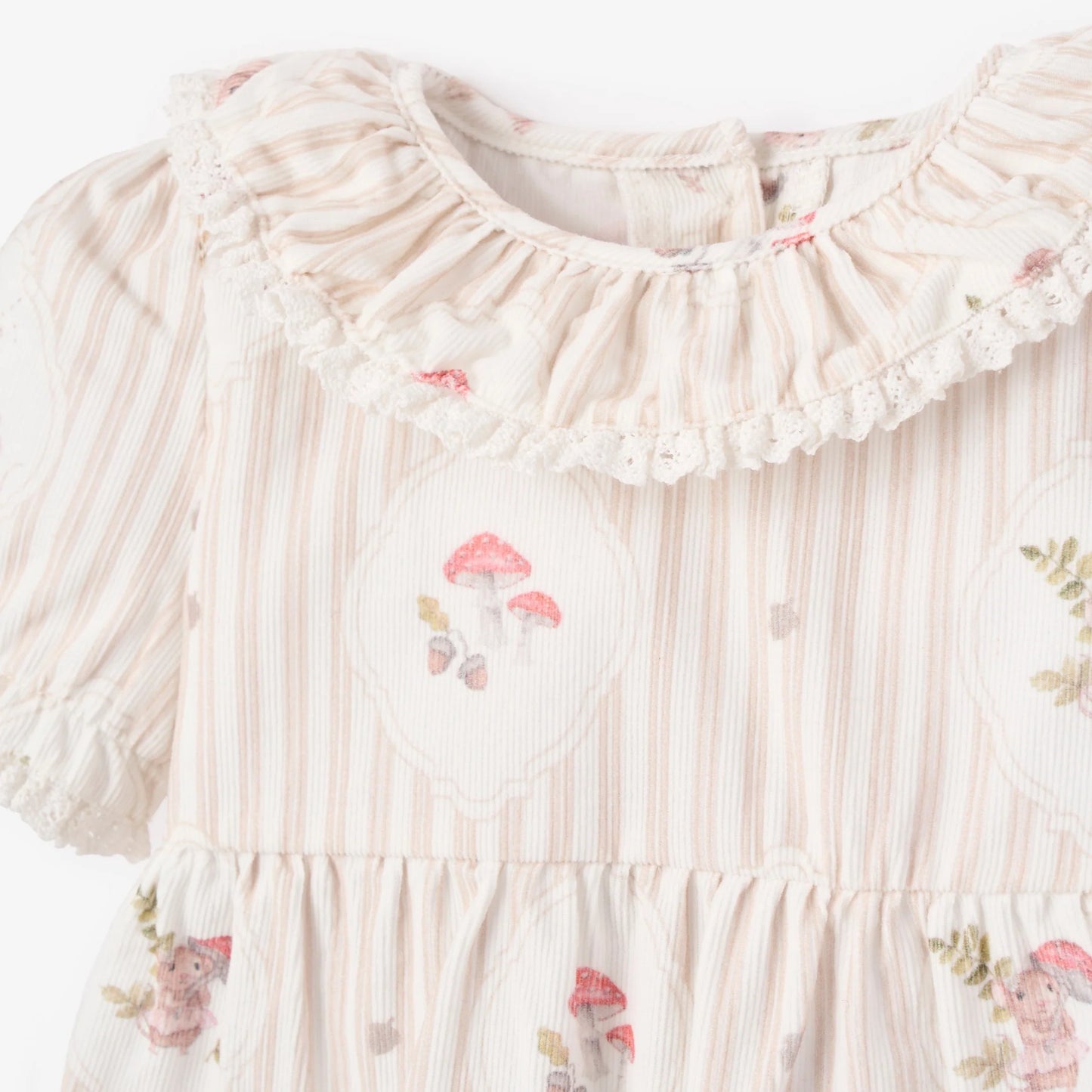 Magical Mouse Cameo Stripe Pin Cord Bubble w/ Ruffle Lace Collar