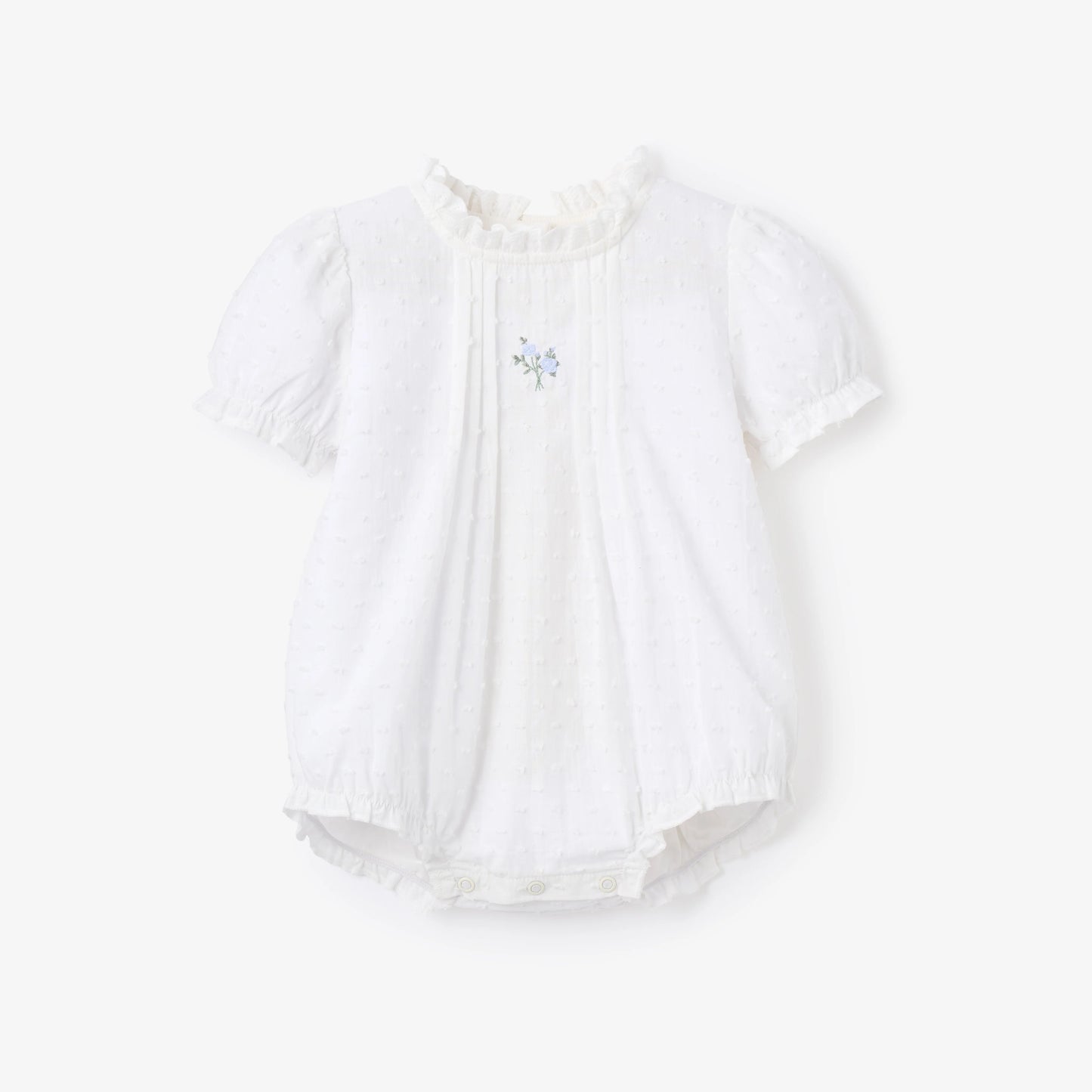 Elegant Baby SWISS DOT PINTUCKED BUBBLE W/ ROSE EMBROIDERY