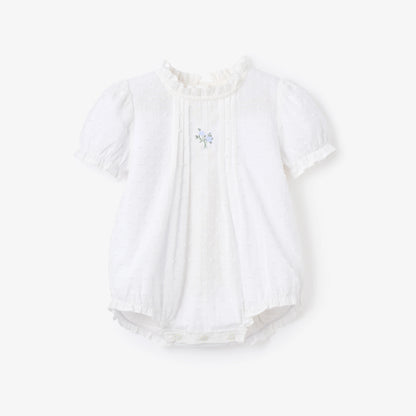 Elegant Baby SWISS DOT PINTUCKED BUBBLE W/ ROSE EMBROIDERY