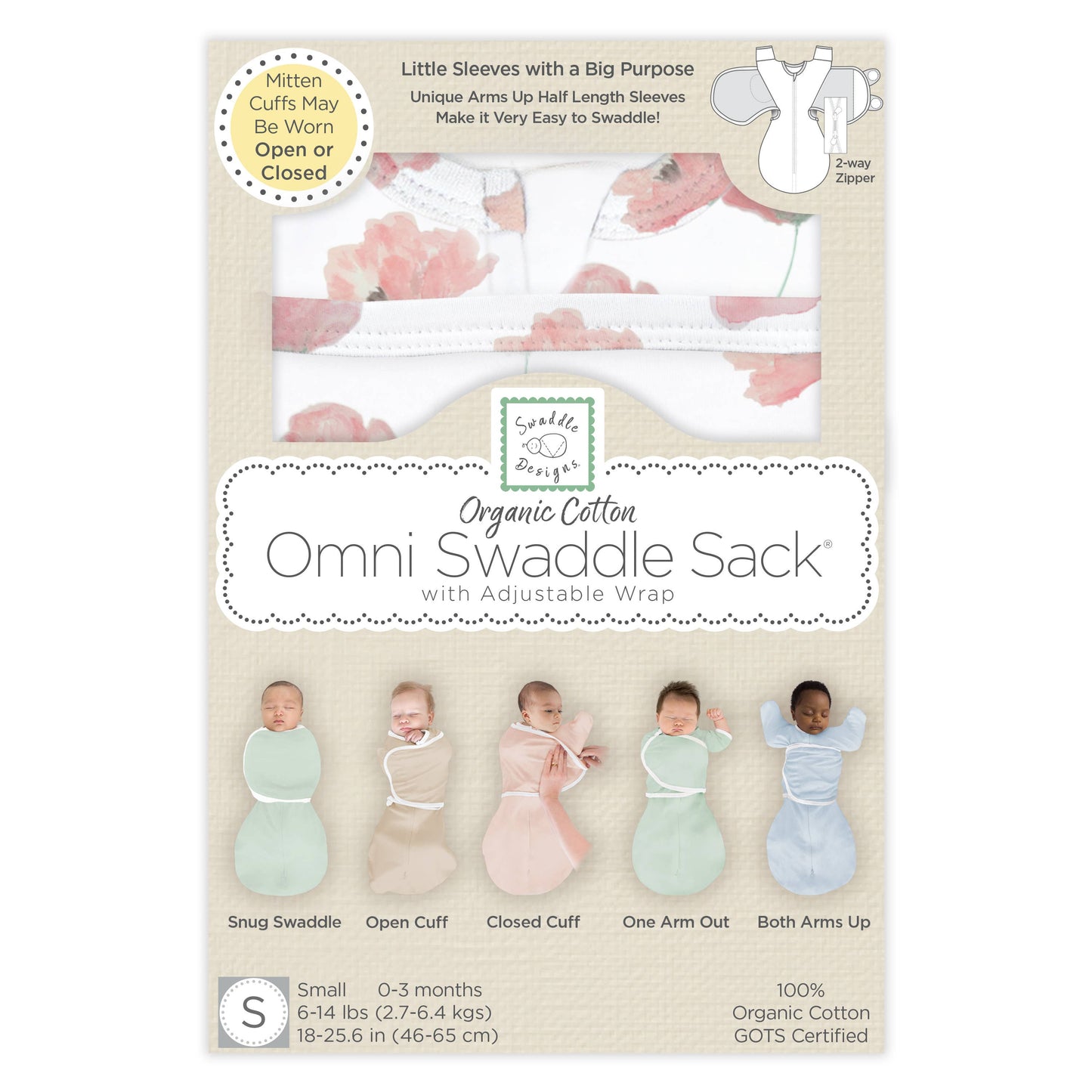 Organic Omni Swaddle Sack, Watercolor Poppies