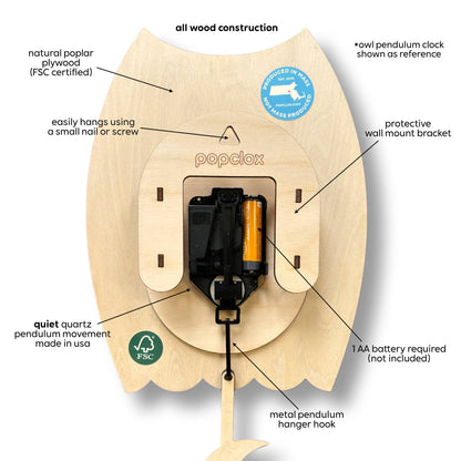 Robot  Pendulum Clock - Wood