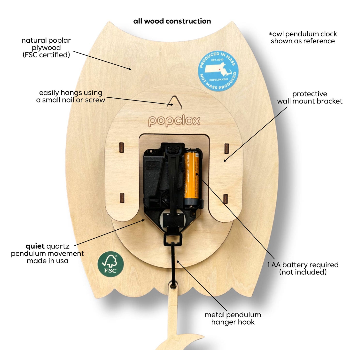 Peace Bus Pendulum Clock - Wood
