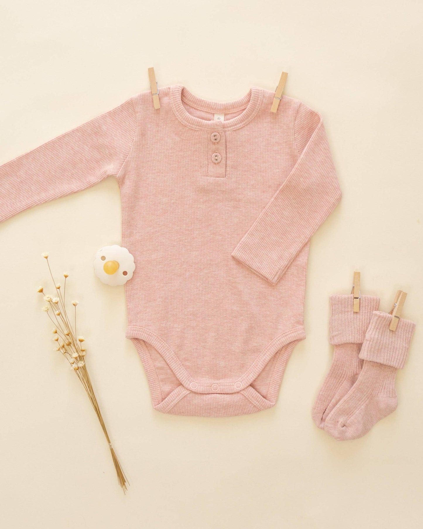 Melange Socks || Oatmeal, Rose