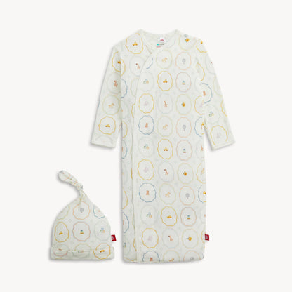 NURSERY MAGIC CREAM MODAL GOWN+HAT SET