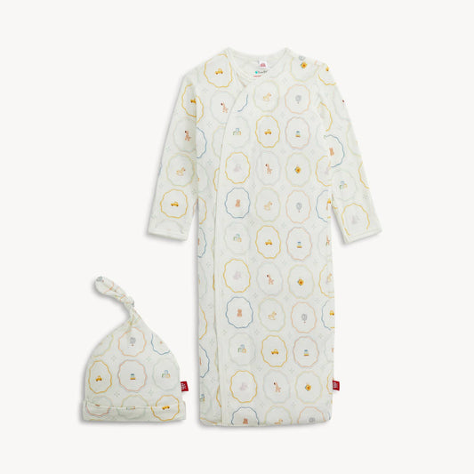 NURSERY MAGIC CREAM MODAL GOWN+HAT SET