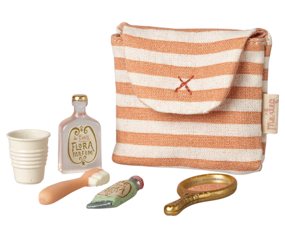 Tooth brush set in bag, Mouse - Coral stripe