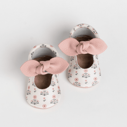 Blush Blossom Knotted Bow Baby Shoe: Soft Sole