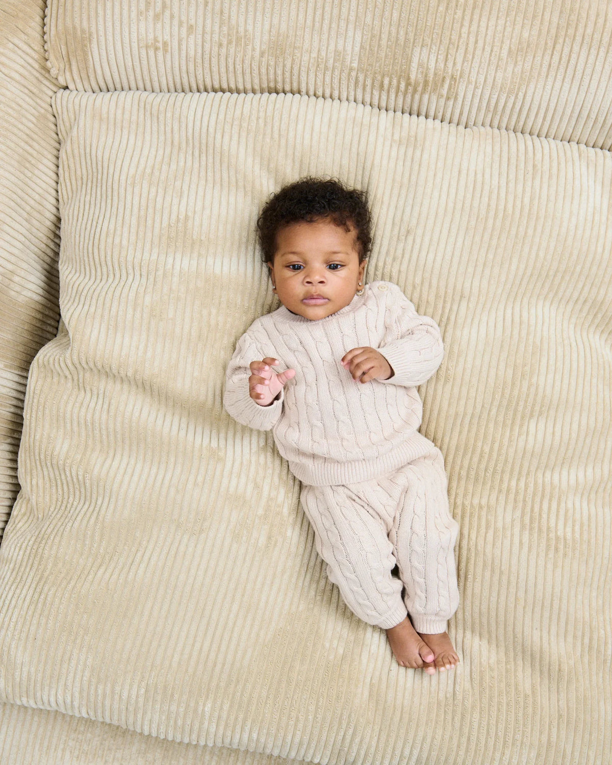 Cable Cotton Knit Set Wheat