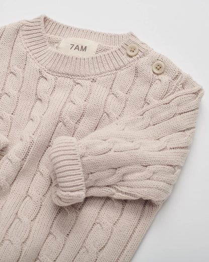 Cable Cotton Knit Set Wheat