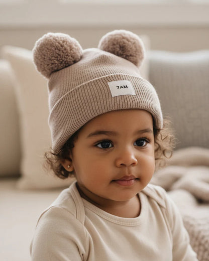 7AM Pom Pom Beanie Ash Rose